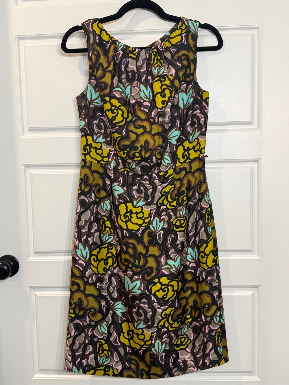 Milly Of New York Sleeveless Floral Print Silk Sheath Dress Size 4 no belt